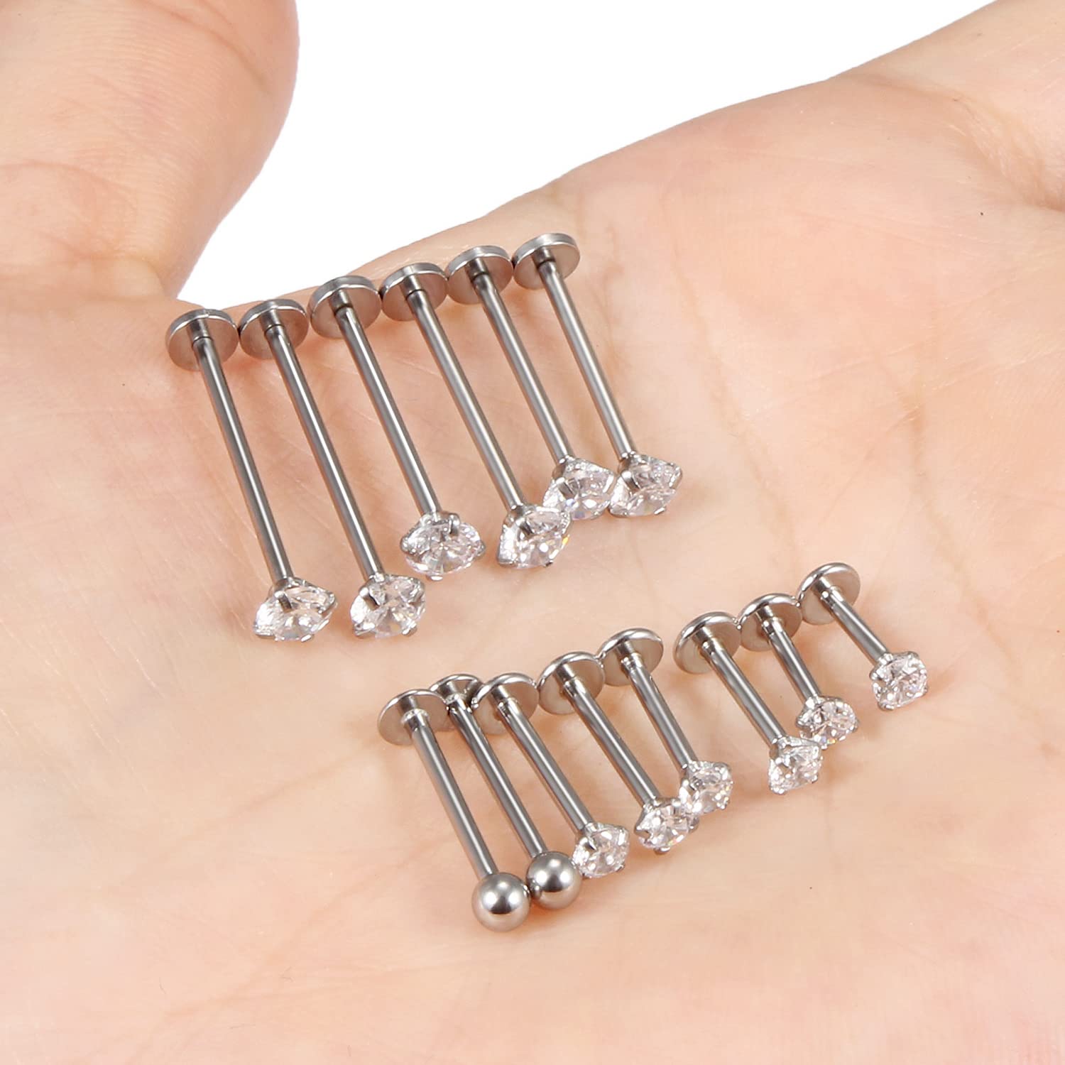 16G Different Sizes Flat Back  - Flat Back Labret Stud recension och pris