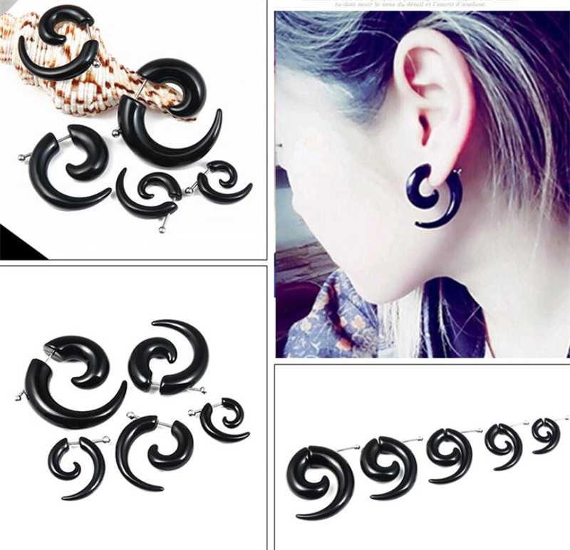 Punk Black Tribal Spiral Earri - Body Jewelry Tunnels recension och pris